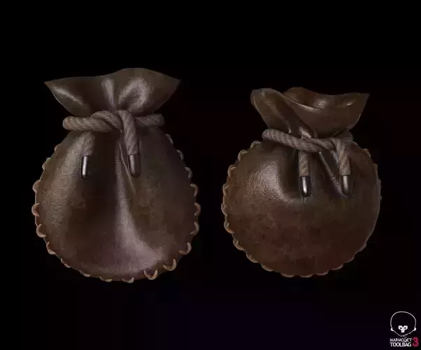 Leather Coin Pouch Low-poly 3D model