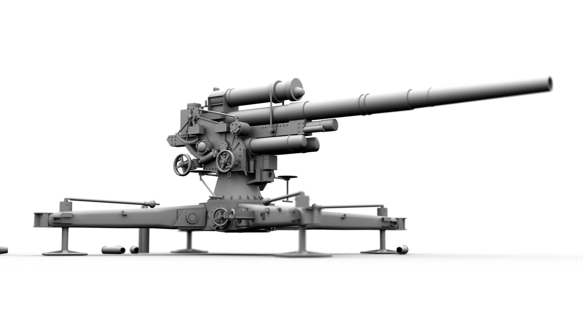  German FLAK 88 mm 3D model_1
