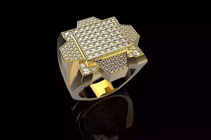 18K Yellow Gold Diamond Rings for Men 6