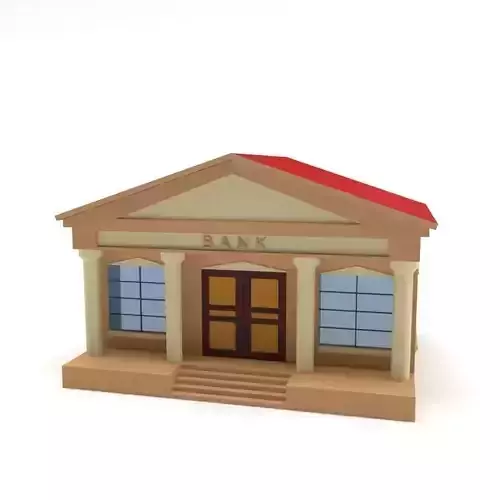 Low Poly Bank building Low-poly 3D model