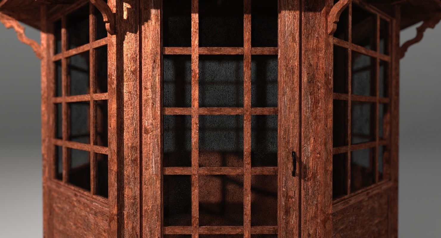 Gazebo wooden Low-poly 3D model_8