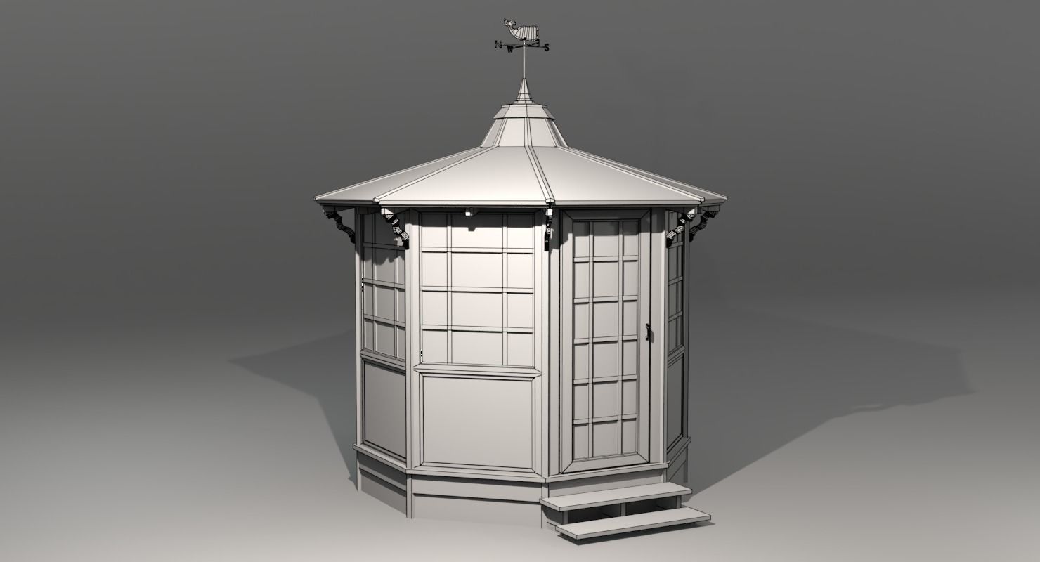 Gazebo wooden Low-poly 3D model_13