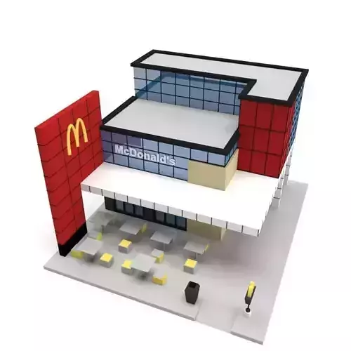 3D Low Poly McDonalds Building Low-poly 3D model