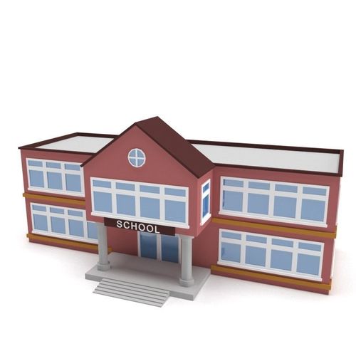 3D Low Poly School Building Low-poly 3D model