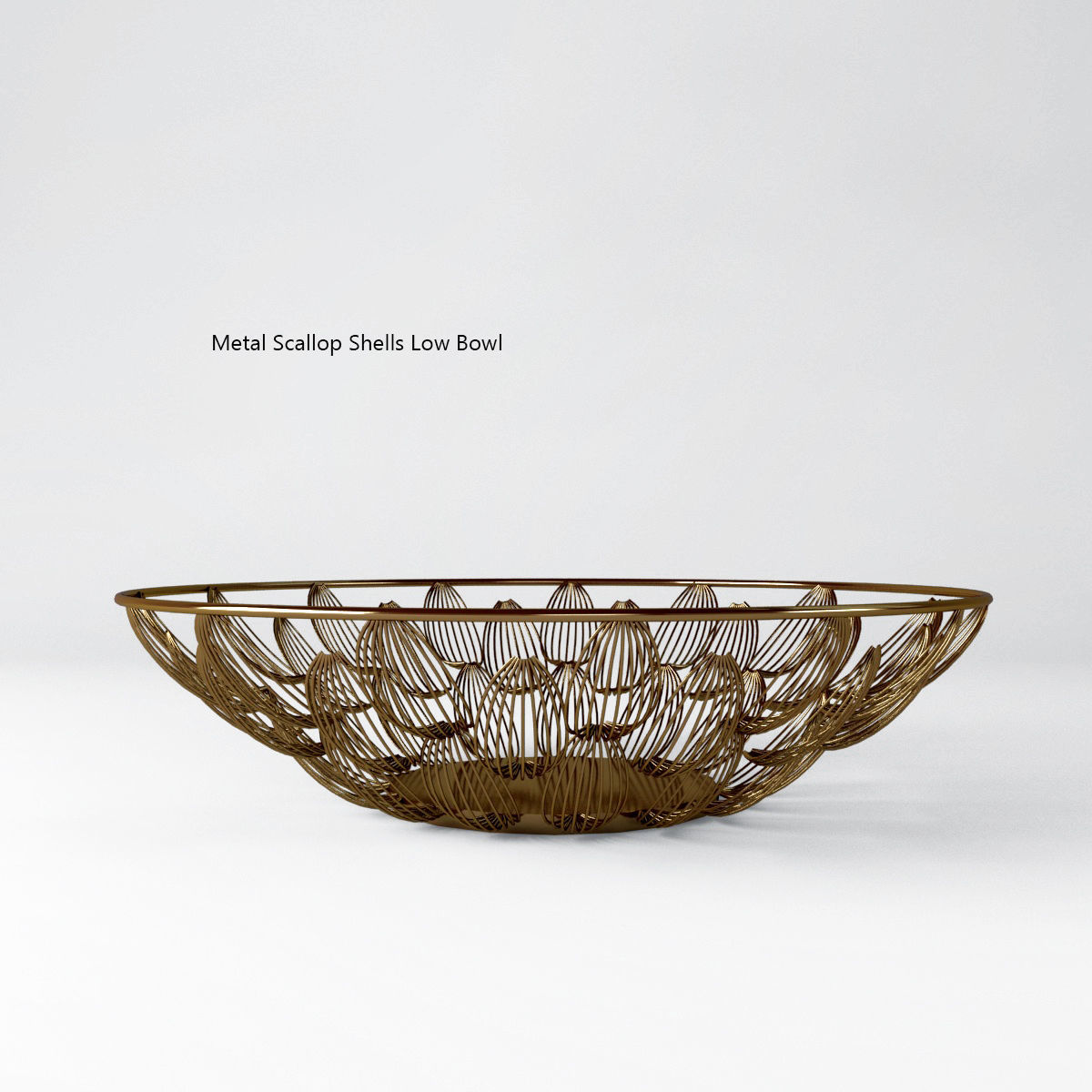 Metal Scallop Shells Low Bowl and Tall Bowl 3D model_2