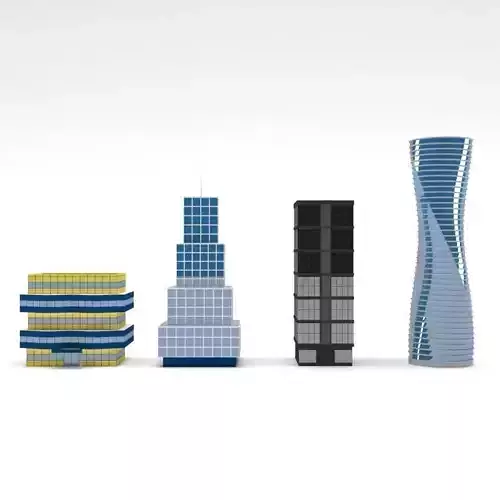 Low Poly Skyscrapers vase Low-poly 3D model
