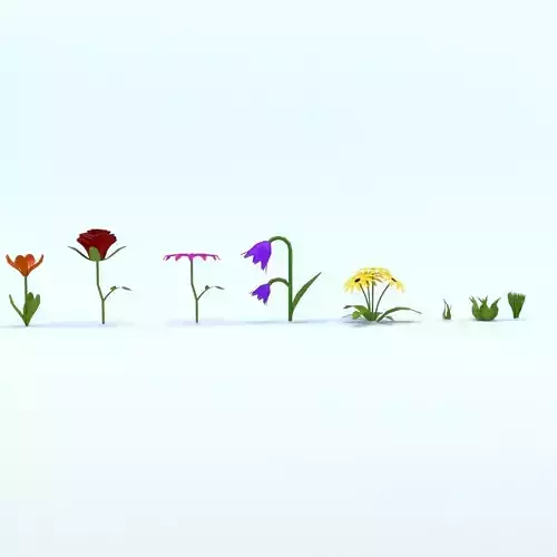 Low Poly Cartoon Flowers Pack