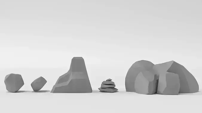 3D Low Poly Cartoon Rocks Pack