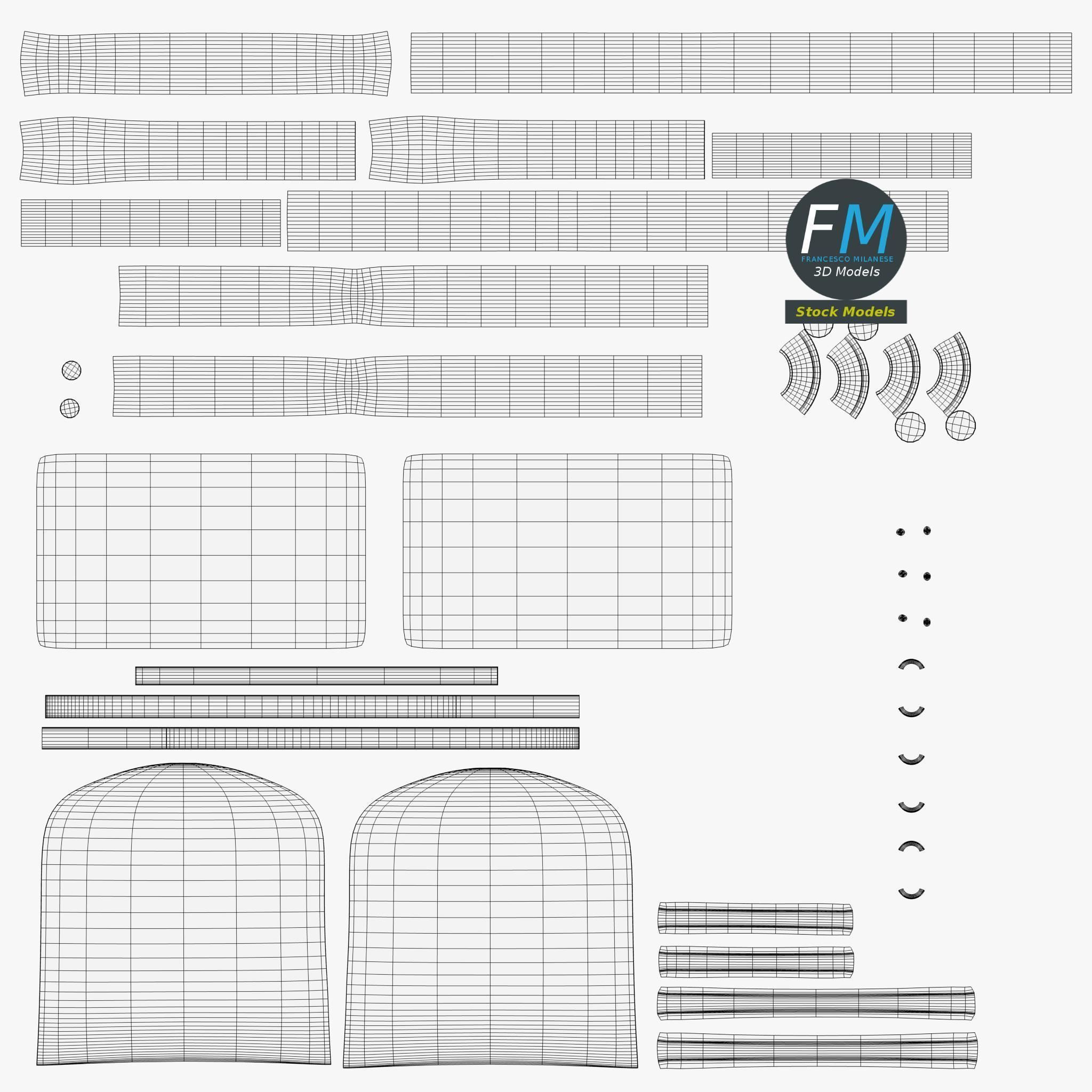 School desk and chair 3D model_11