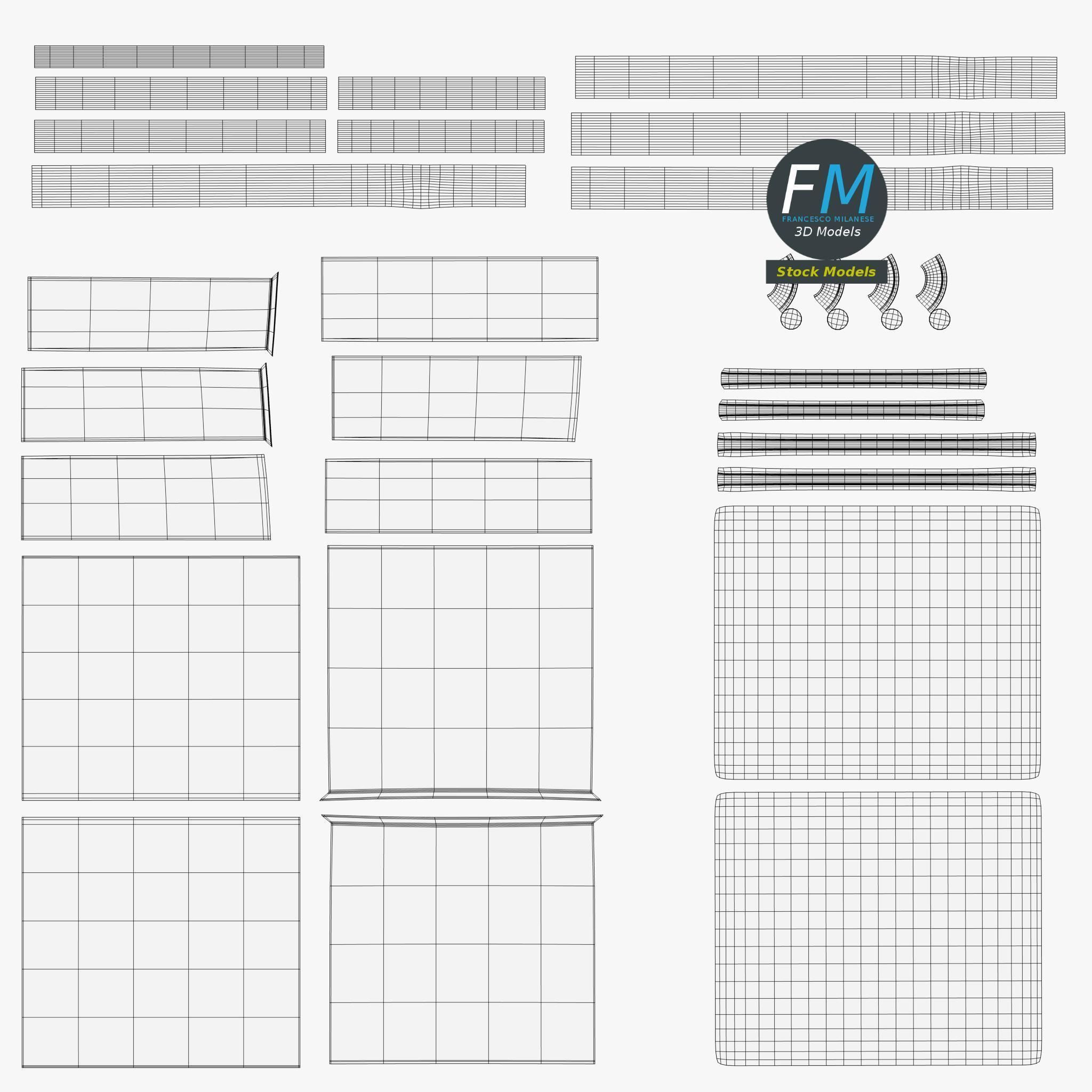 School desk and chair 3D model_12