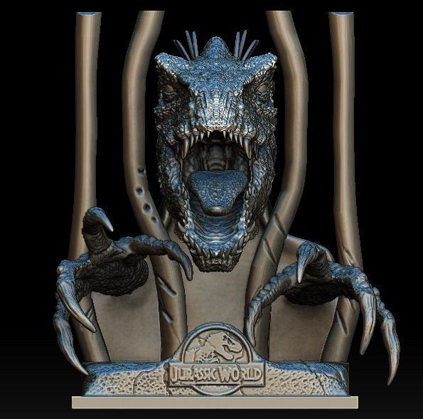 Indoraptor Jurassic world head bust statue 3D model_3