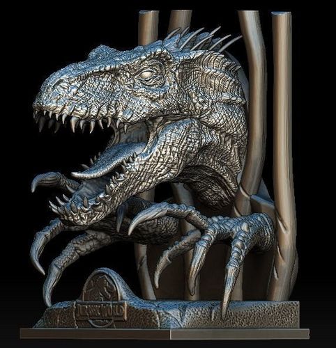 Indoraptor Jurassic world head bust statue 3D model