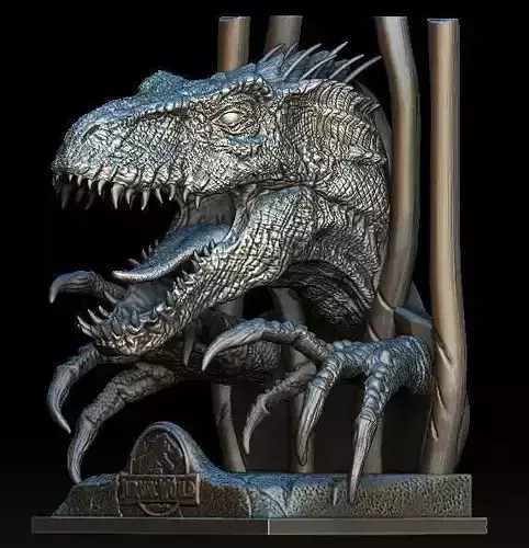Indoraptor Jurassic world head bust statue 3D model