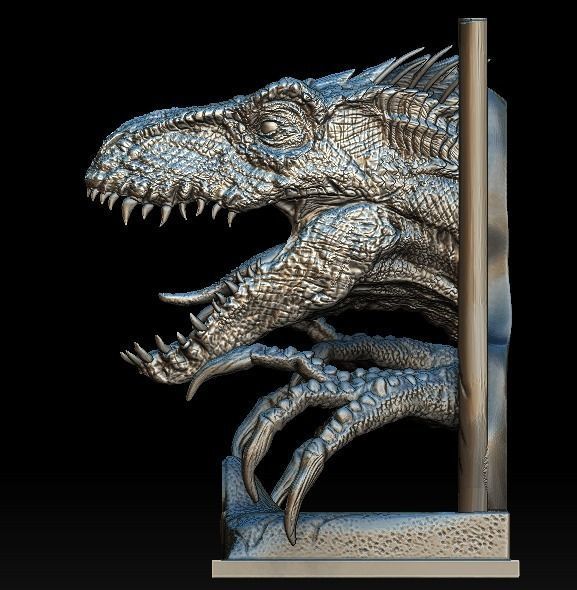 Indoraptor Jurassic world head bust statue 3D model_2