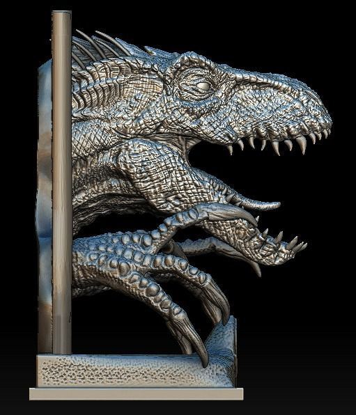Indoraptor Jurassic world head bust statue 3D model_5