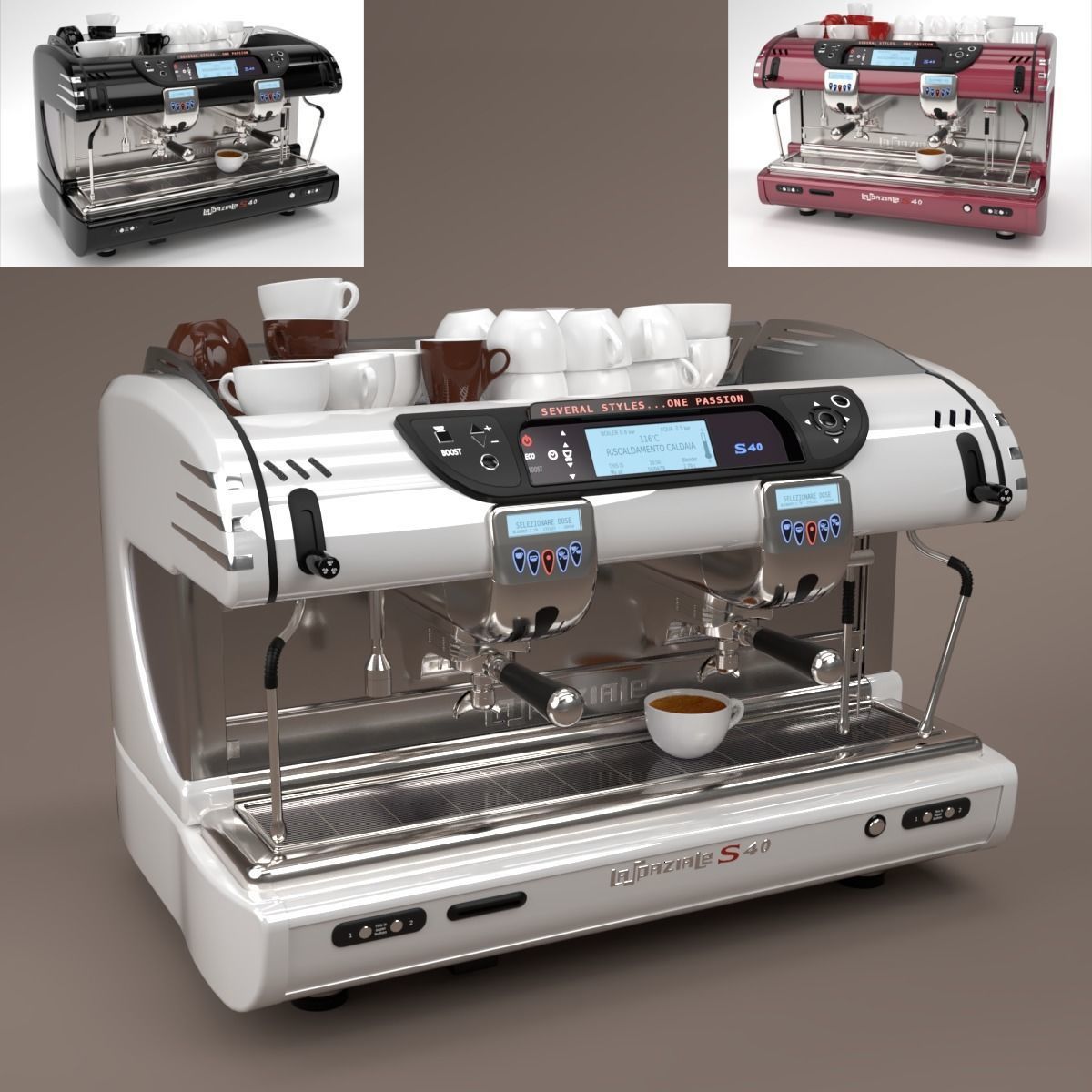 La spaziale Coffee Machine 2 group Blender Cycles 3D model