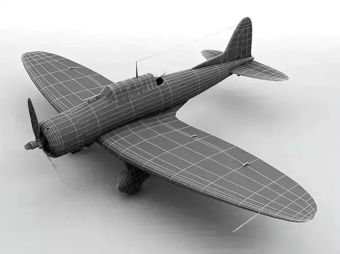 Aichi D3A-1  Aircraft WWII Low-poly 3D model