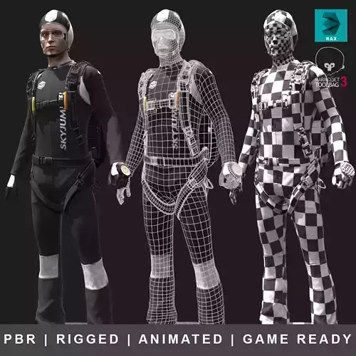Sky Diver Low-poly 3D model