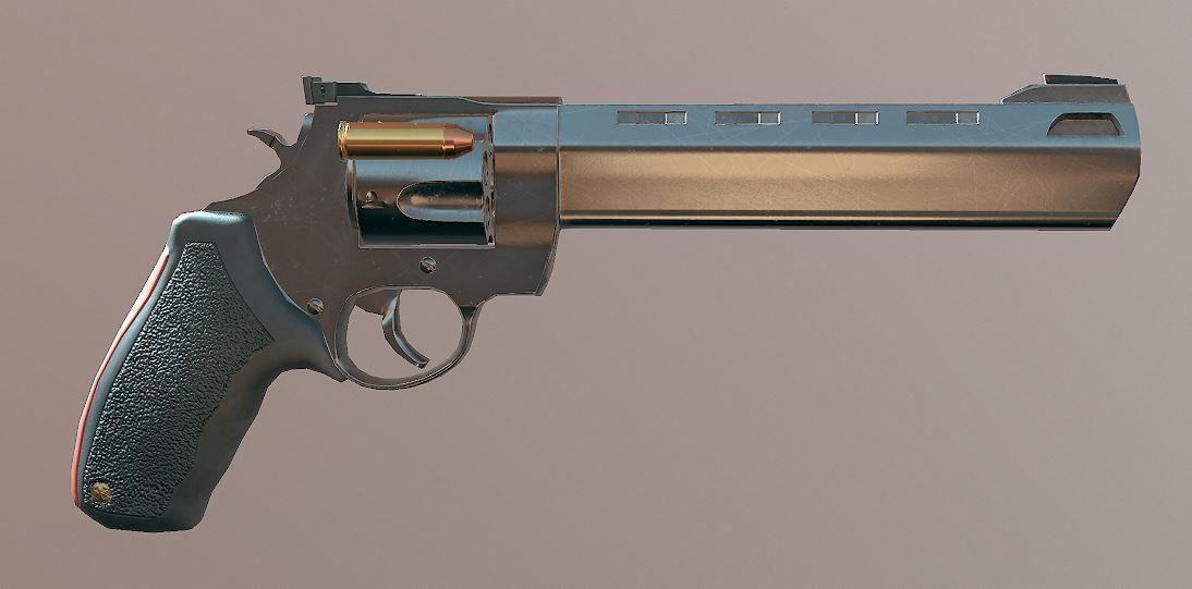 Raging Bull 454 Casull - Game Ready - Revolver Low-poly 3D model_4