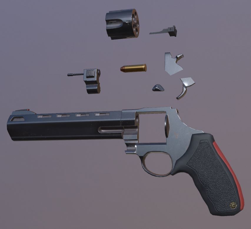 Raging Bull 454 Casull - Game Ready - Revolver Low-poly 3D model_9