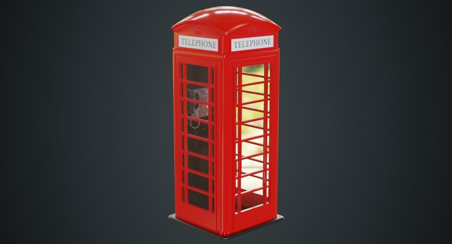 Phone Booth 1A Low-poly 3D model_1