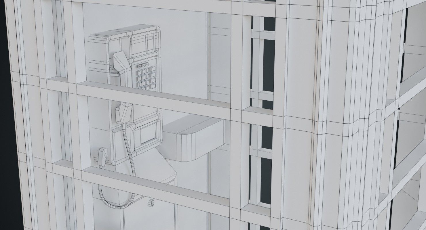 Phone Booth 1A Low-poly 3D model_8
