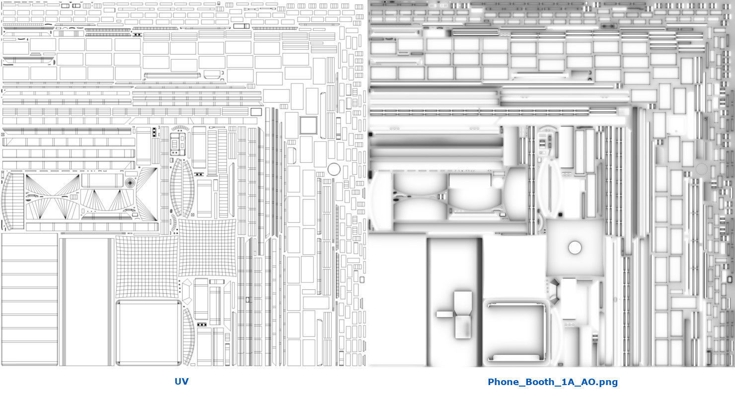 Phone Booth 1A Low-poly 3D model_9