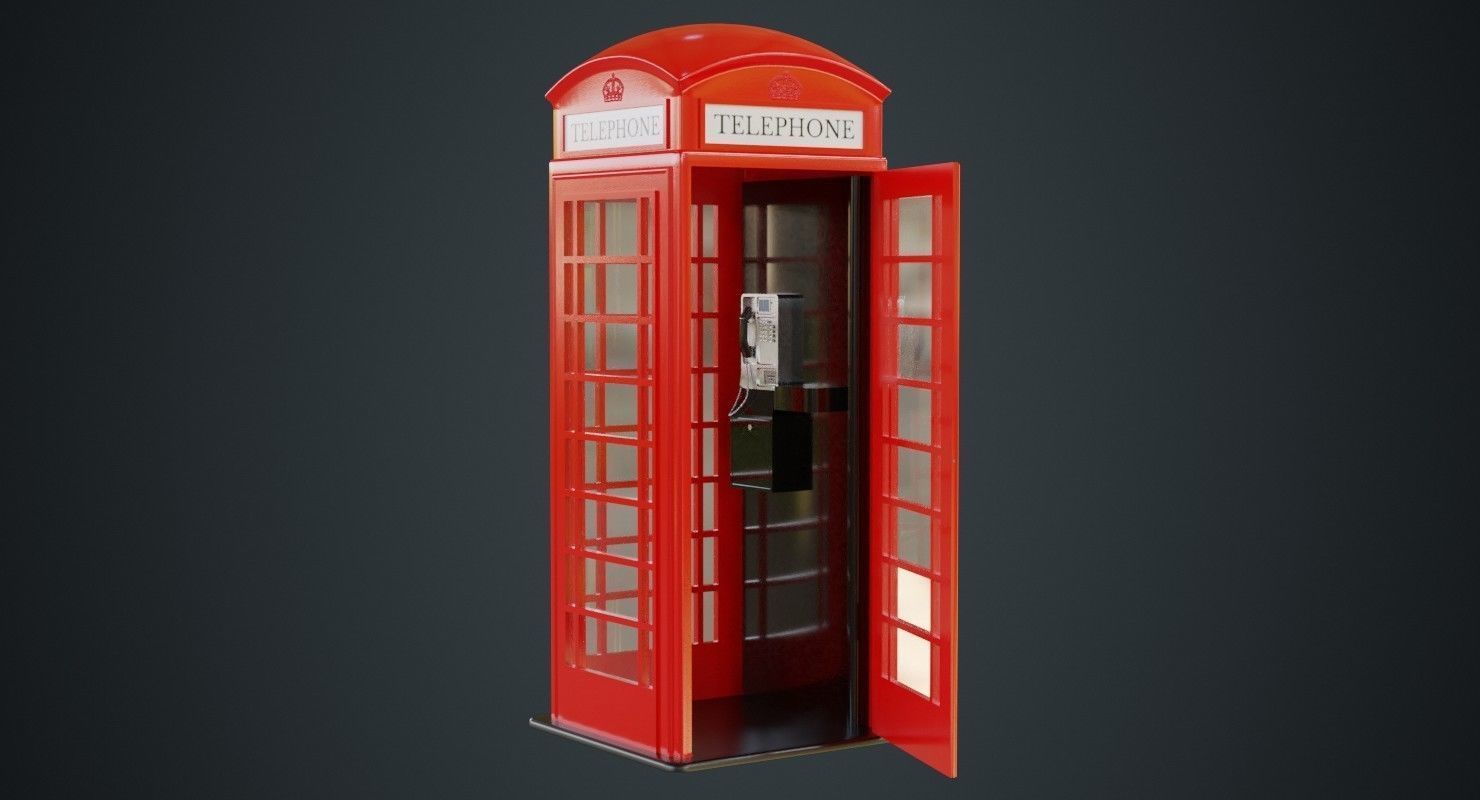 Phone Booth 1A Low-poly 3D model_5