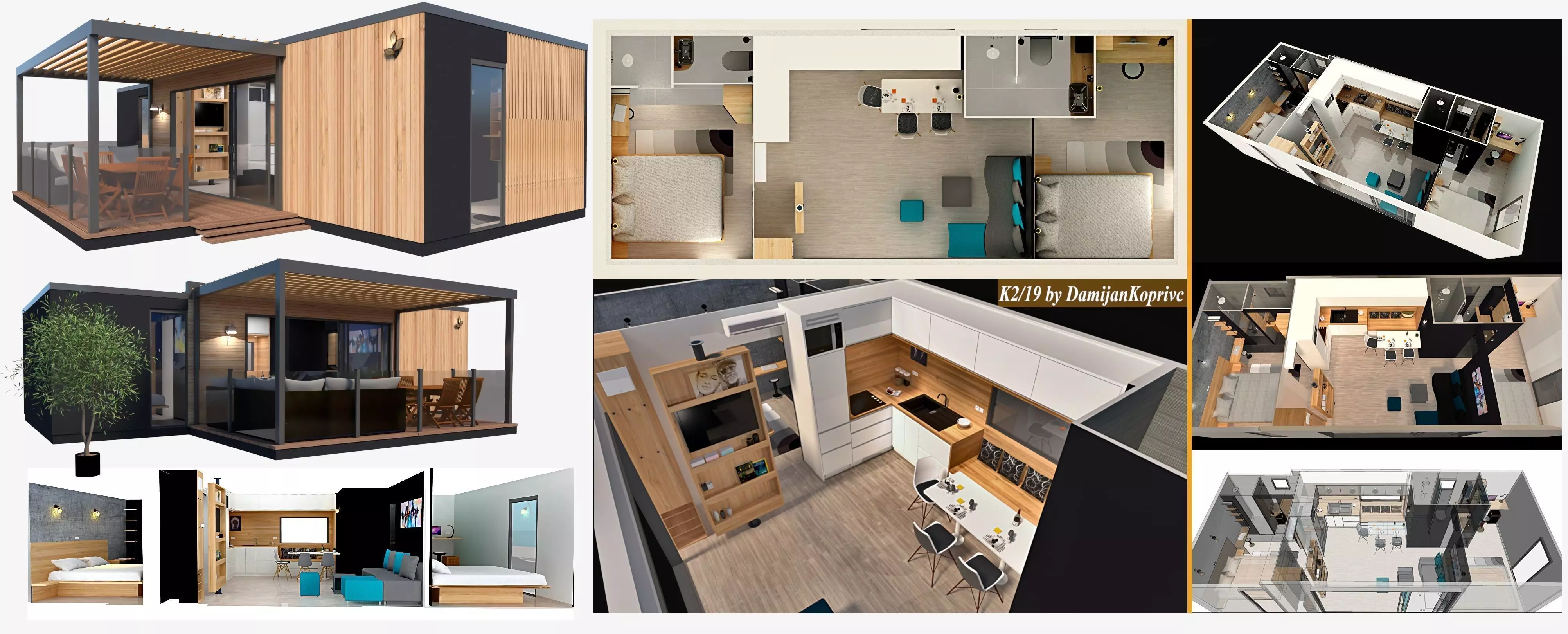 modern mobile home vacation house tiny house 3d model Low-poly 3D model