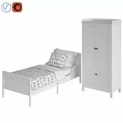 SUNDVIK bedroom set with armoire and bed