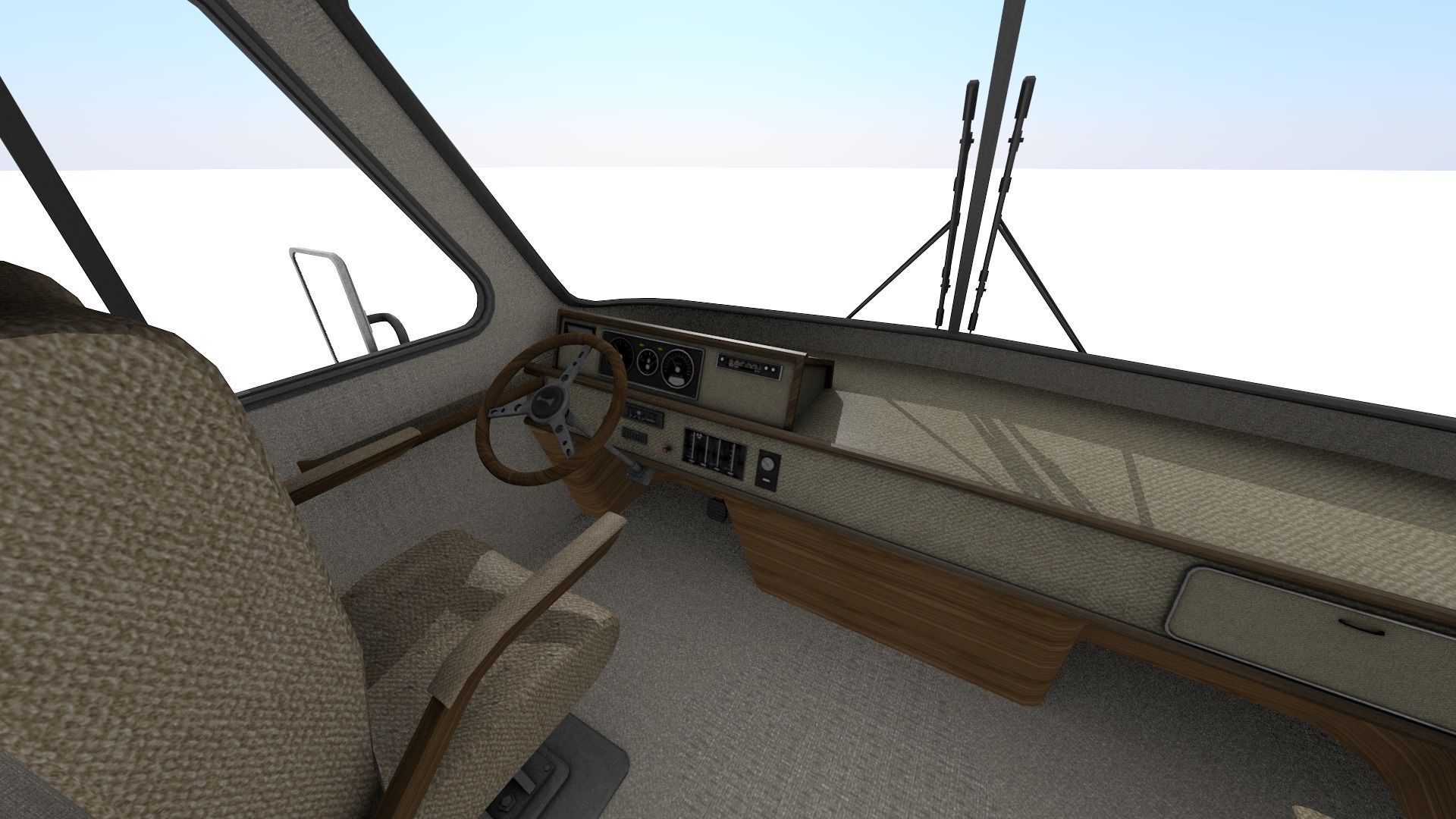 80s Motorhome Low-poly 3D model_9