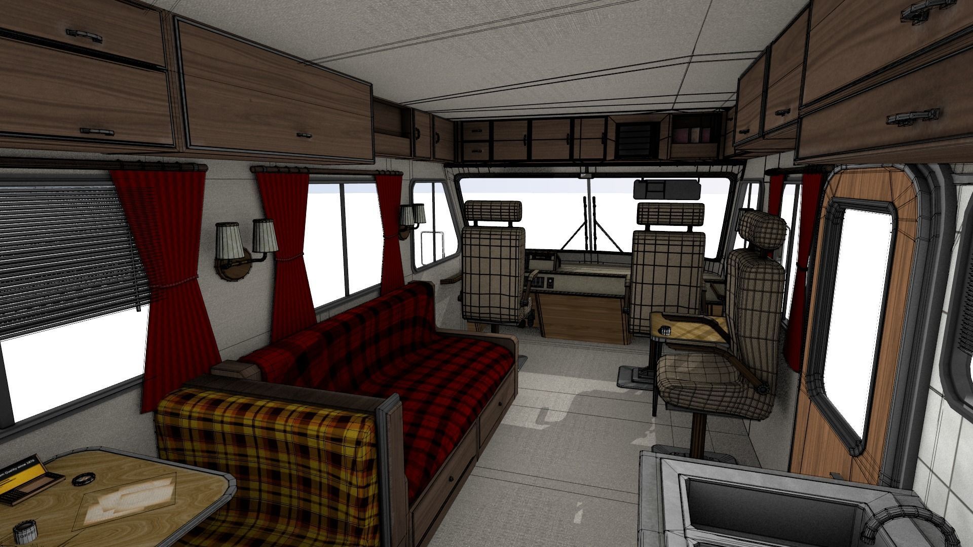 80s Motorhome Low-poly 3D model_23