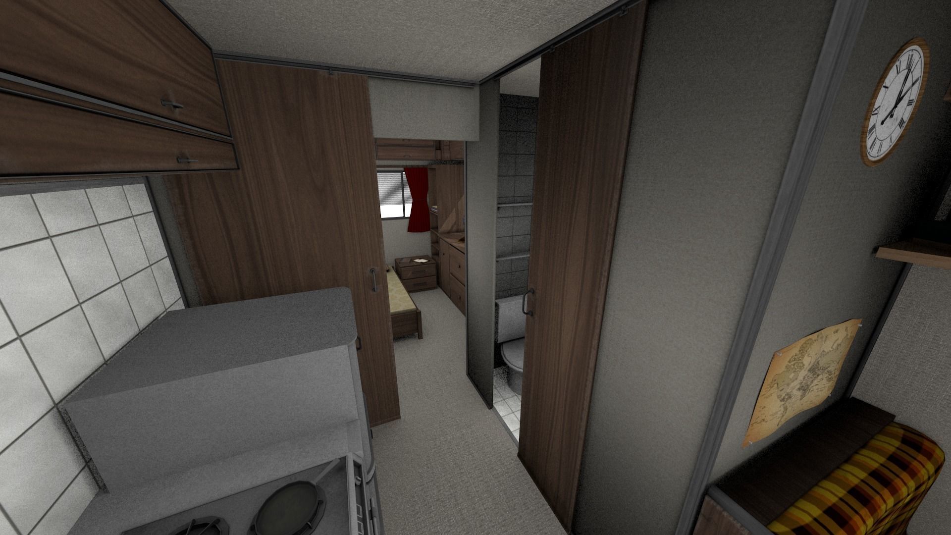 80s Motorhome Low-poly 3D model_16