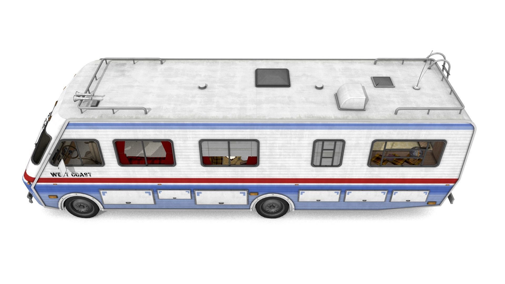 80s Motorhome Low-poly 3D model_8
