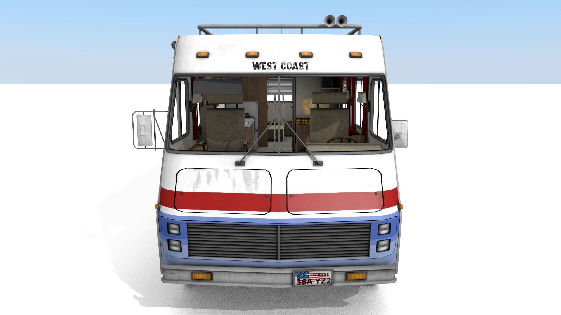 80s Motorhome Low-poly 3D model_3