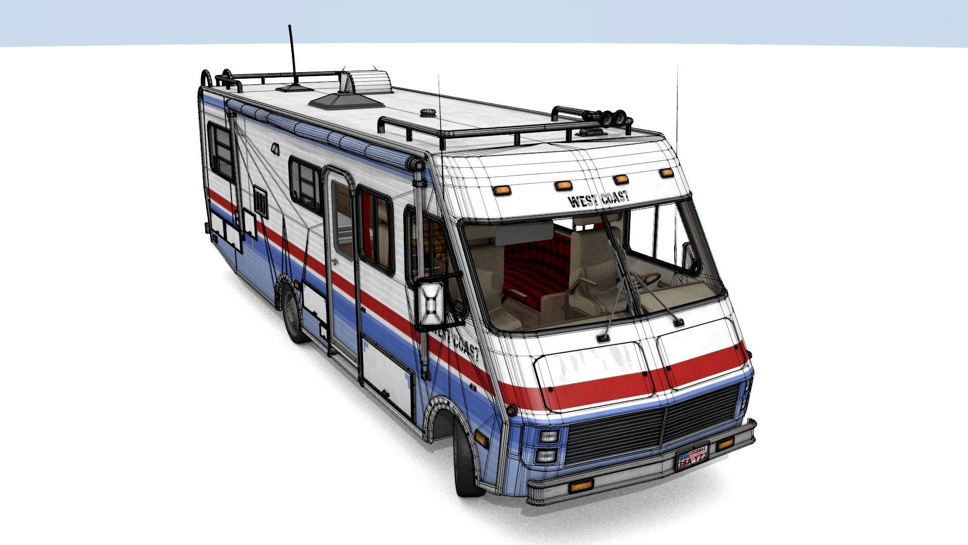 80s Motorhome Low-poly 3D model_22