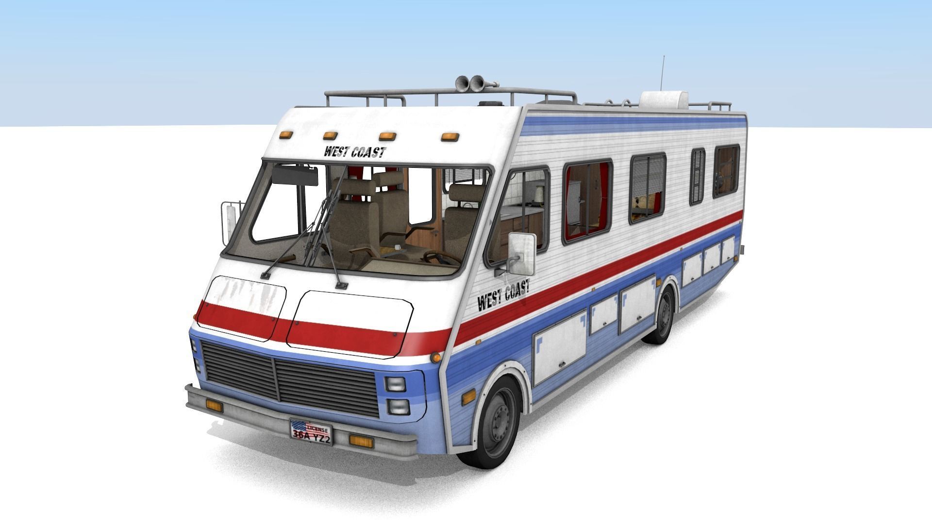 80s Motorhome Low-poly 3D model_2