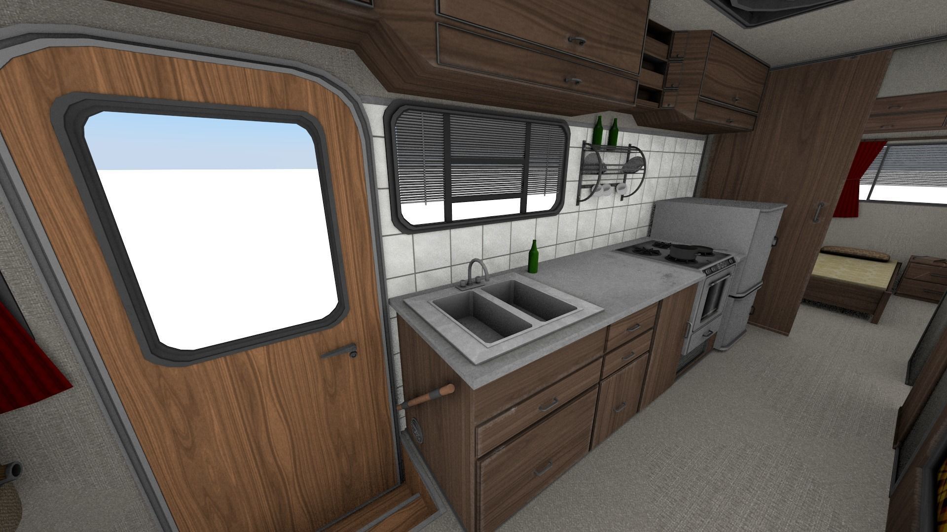 80s Motorhome Low-poly 3D model_13