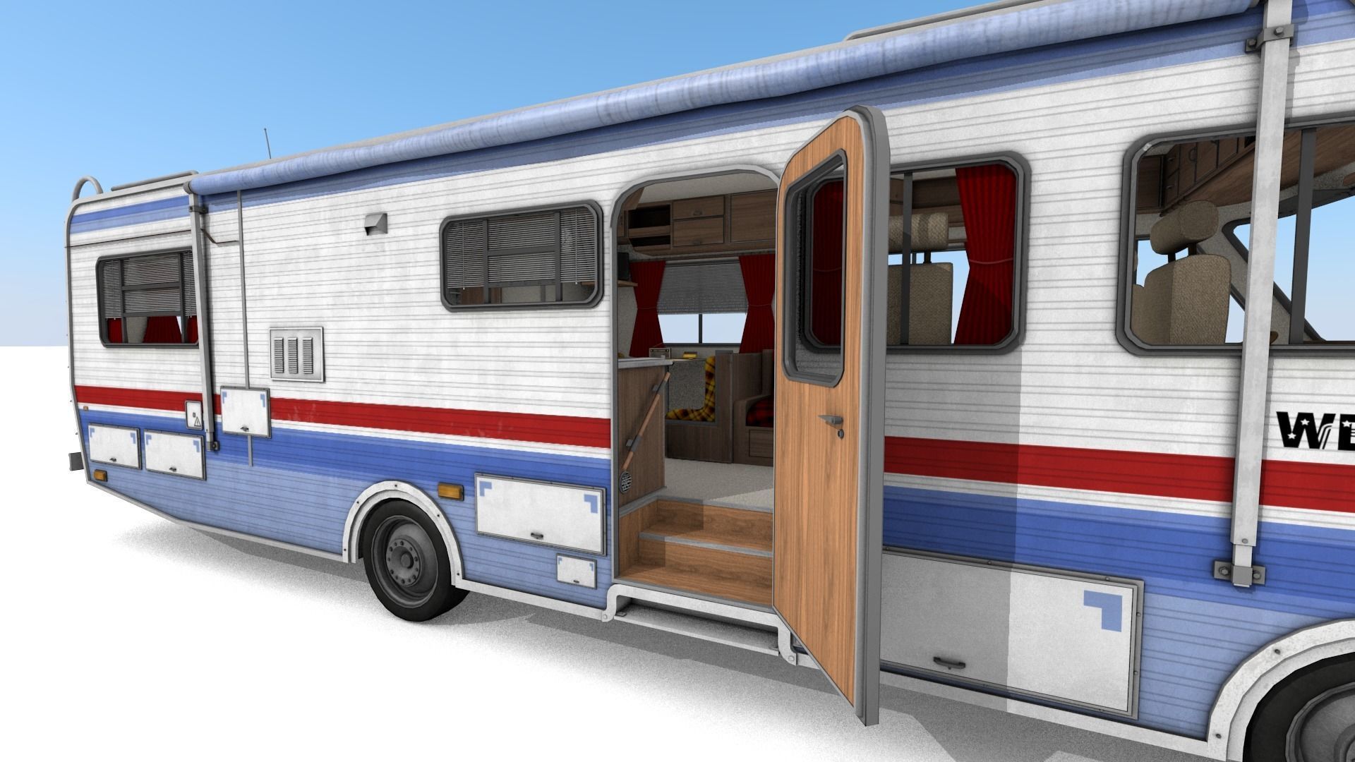 80s Motorhome Low-poly 3D model_20