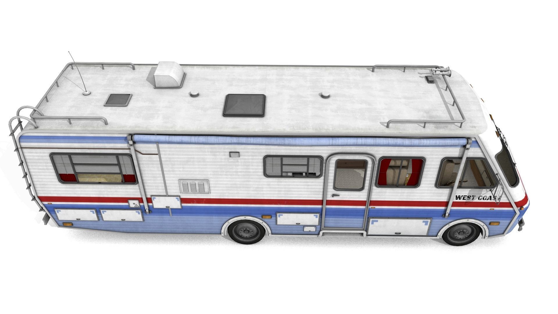 80s Motorhome Low-poly 3D model_6