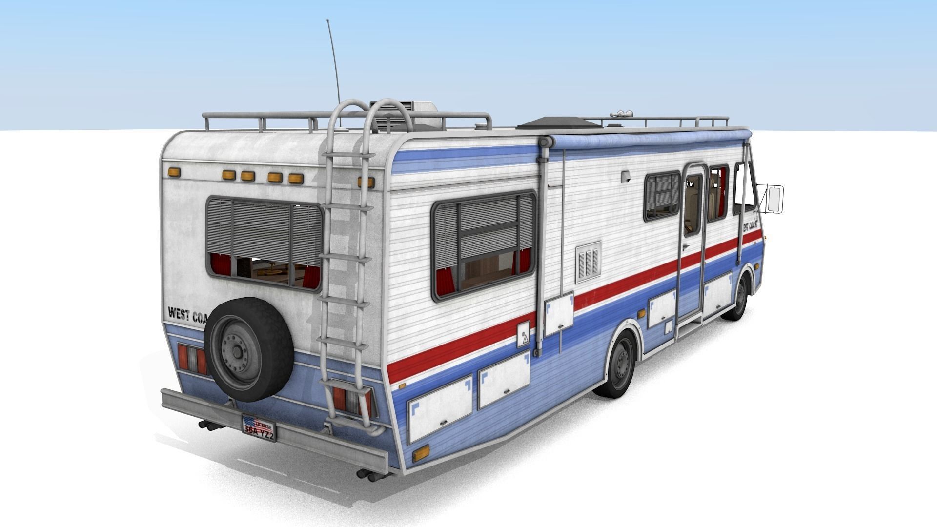 80s Motorhome Low-poly 3D model_5