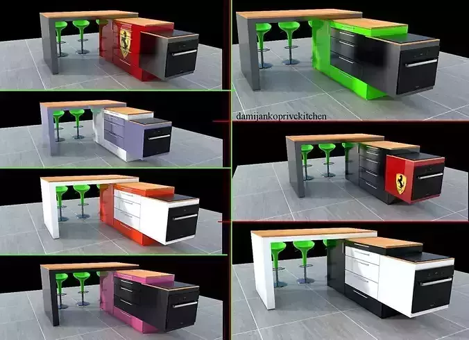 modern modular ferrari theme kitchen 3dmodel Low-poly 3D model