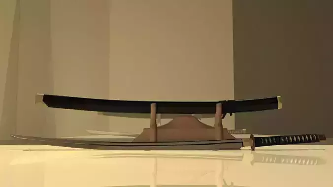 Katana samurai sword on table