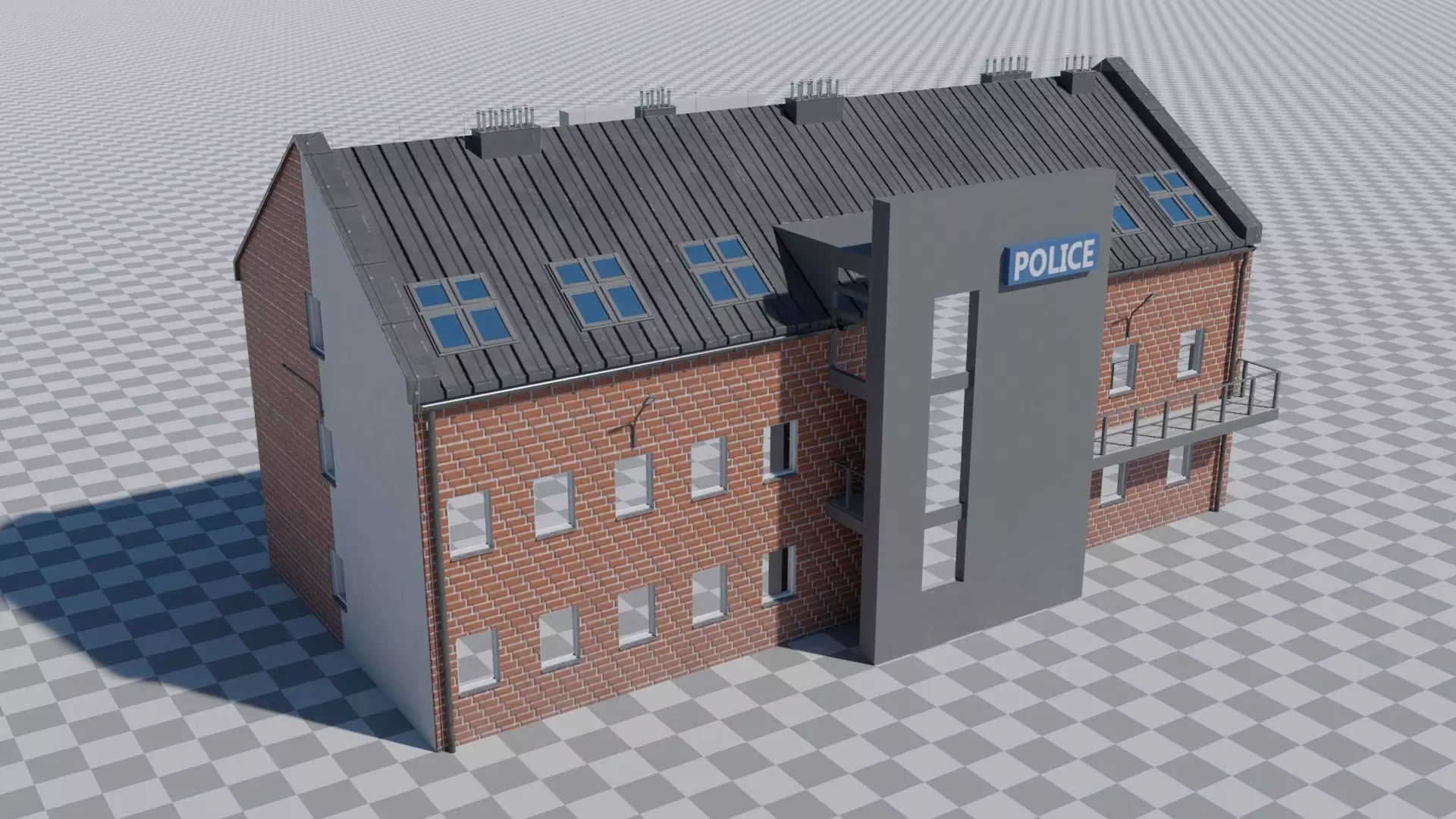 Police Station Building Low-poly 3D model