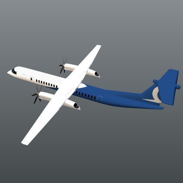 Bombardier q400 airplane Low-poly 3D model_8