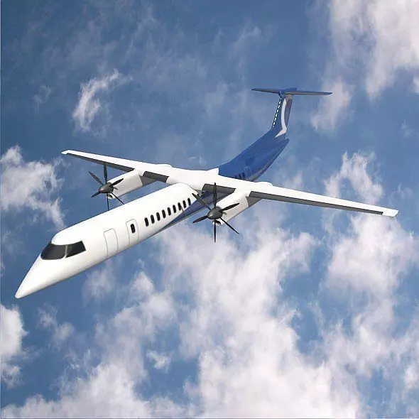 Bombardier q400 airplane Low-poly 3D model_0