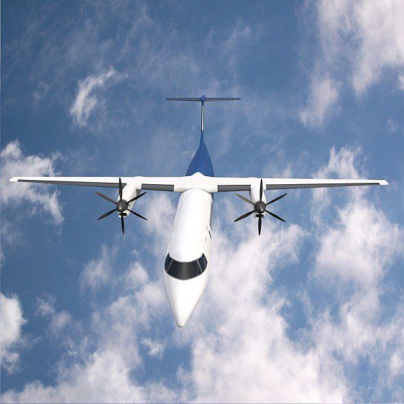 Bombardier q400 airplane Low-poly 3D model_2