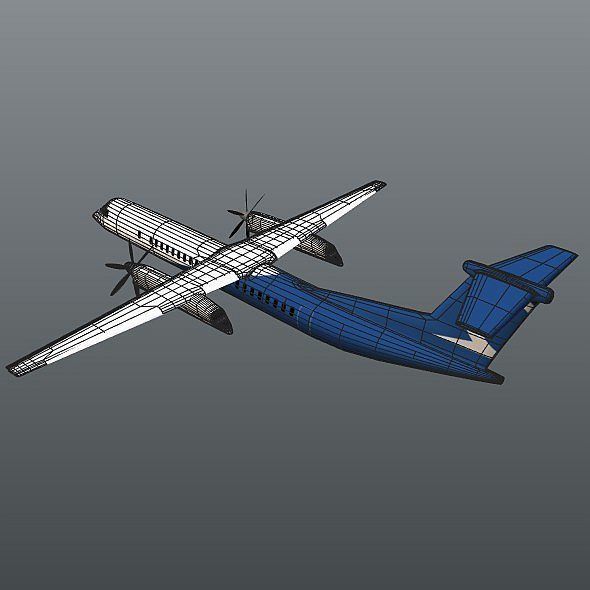 Bombardier q400 airplane Low-poly 3D model_10