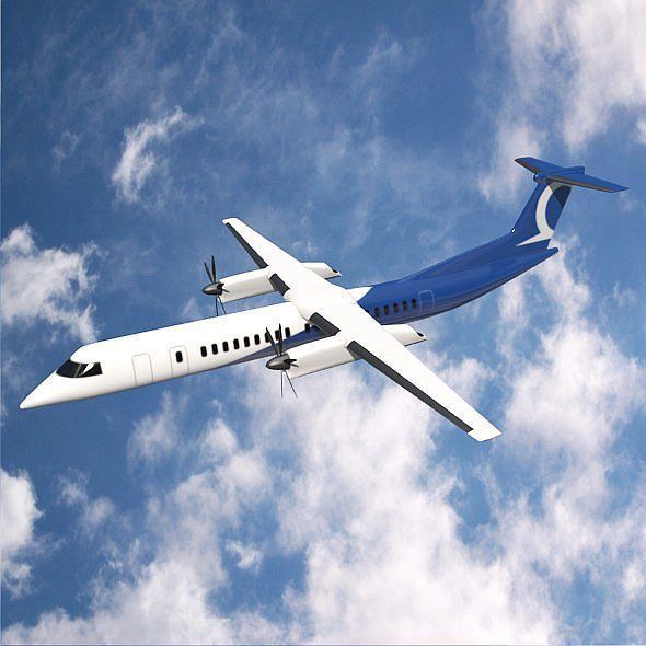 Bombardier q400 airplane Low-poly 3D model_1