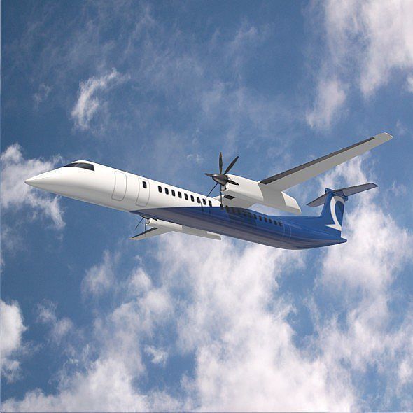 Bombardier q400 airplane Low-poly 3D model_4